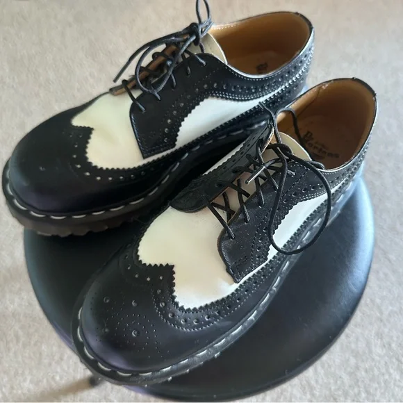 Dr. Martens Black and White Oxford Shoes - Picture 2 of 8